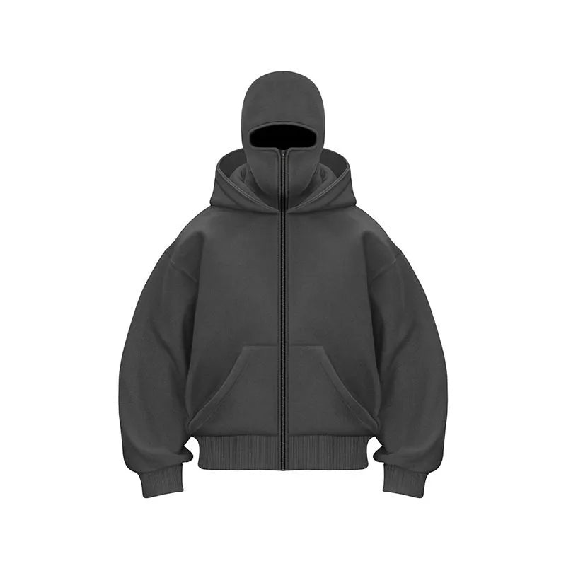 Zip Hoodie Winter Warm Casual Sweatshirt  With Hooded Face Mask Zipper Design Sports Jacket Outdoor Activities