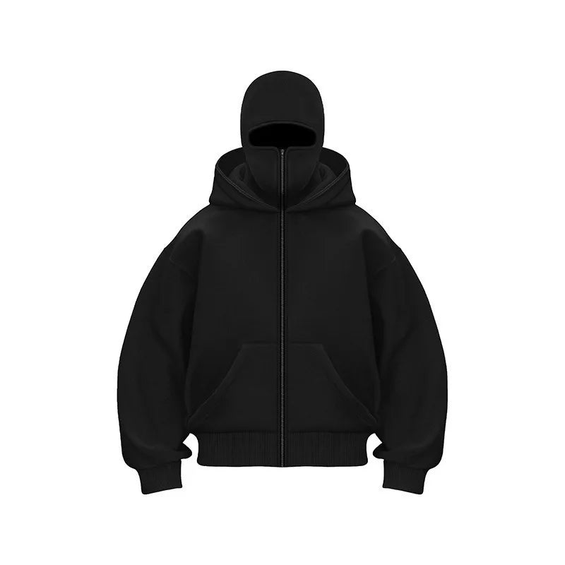 Zip Hoodie Winter Warm Casual Sweatshirt  With Hooded Face Mask Zipper Design Sports Jacket Outdoor Activities
