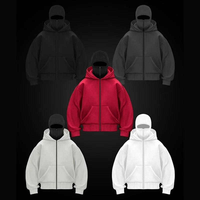 Zip Hoodie Winter Warm Casual Sweatshirt  With Hooded Face Mask Zipper Design Sports Jacket Outdoor Activities