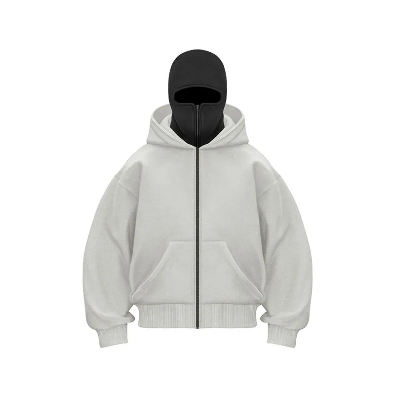 Zip Hoodie Winter Warm Casual Sweatshirt  With Hooded Face Mask Zipper Design Sports Jacket Outdoor Activities