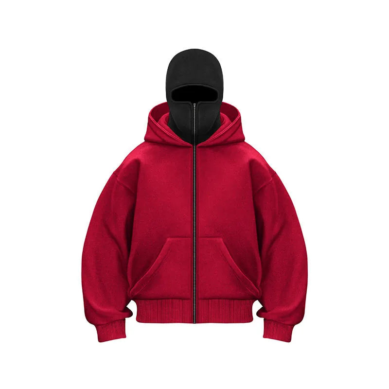 Zip Hoodie Winter Warm Casual Sweatshirt  With Hooded Face Mask Zipper Design Sports Jacket Outdoor Activities