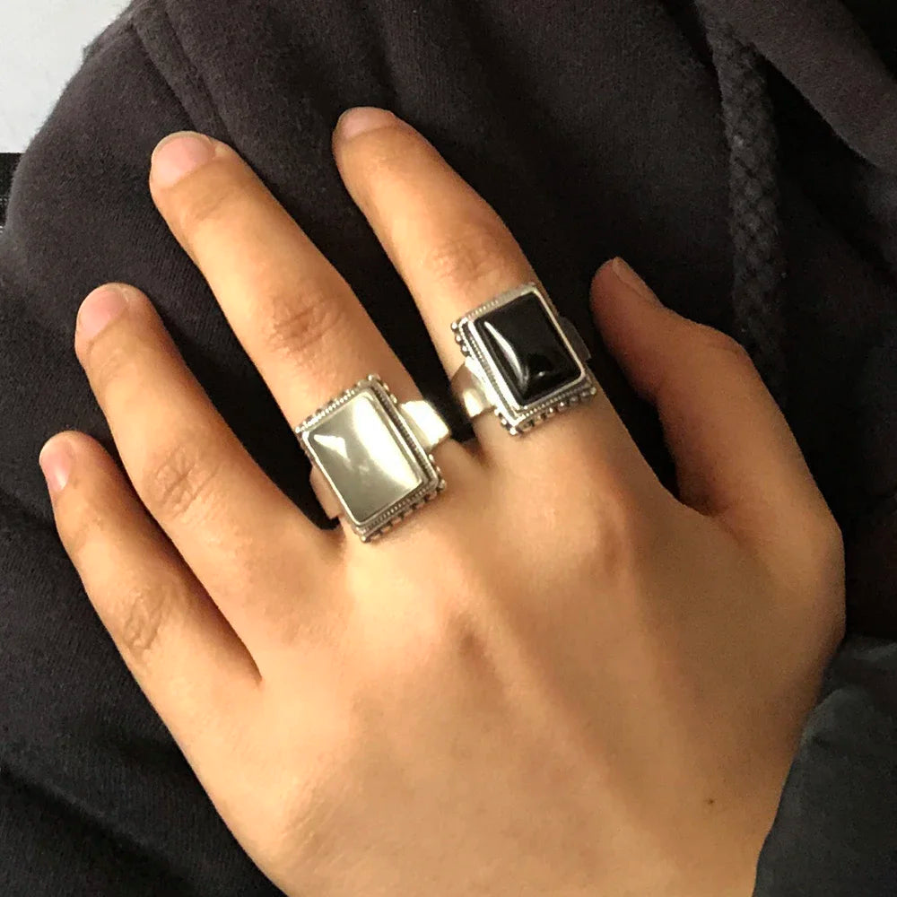 Solid 925 Sterling Silver Lucifer Rings With Black Onyx Natural Stone Handmade Statement Ring TV Show Jewelry