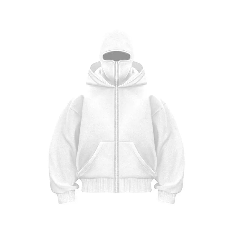 Zip Hoodie Winter Warm Casual Sweatshirt  With Hooded Face Mask Zipper Design Sports Jacket Outdoor Activities