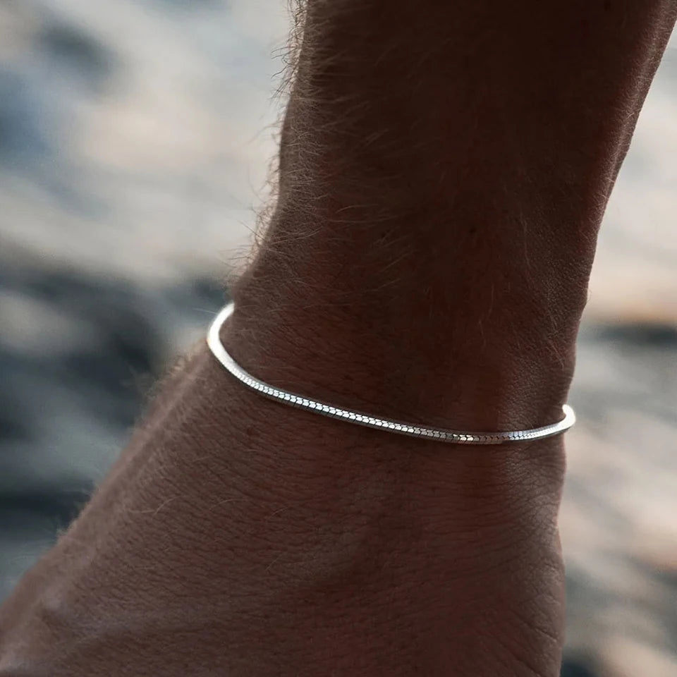 eManco Minimalist Octagonal Chain Silver Bracelet Fashion Men's Jewelry Stainless Steel Accessories Wholesale