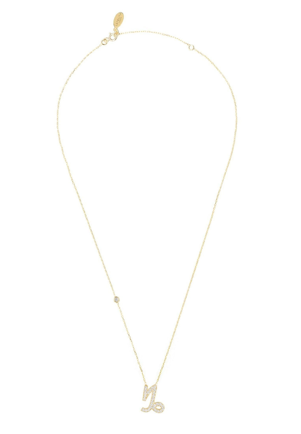 Zodiac Star Sign Pendant Necklace Gold Capricorn